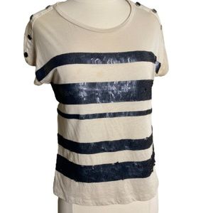 #34 Express striped sequin boat neck top